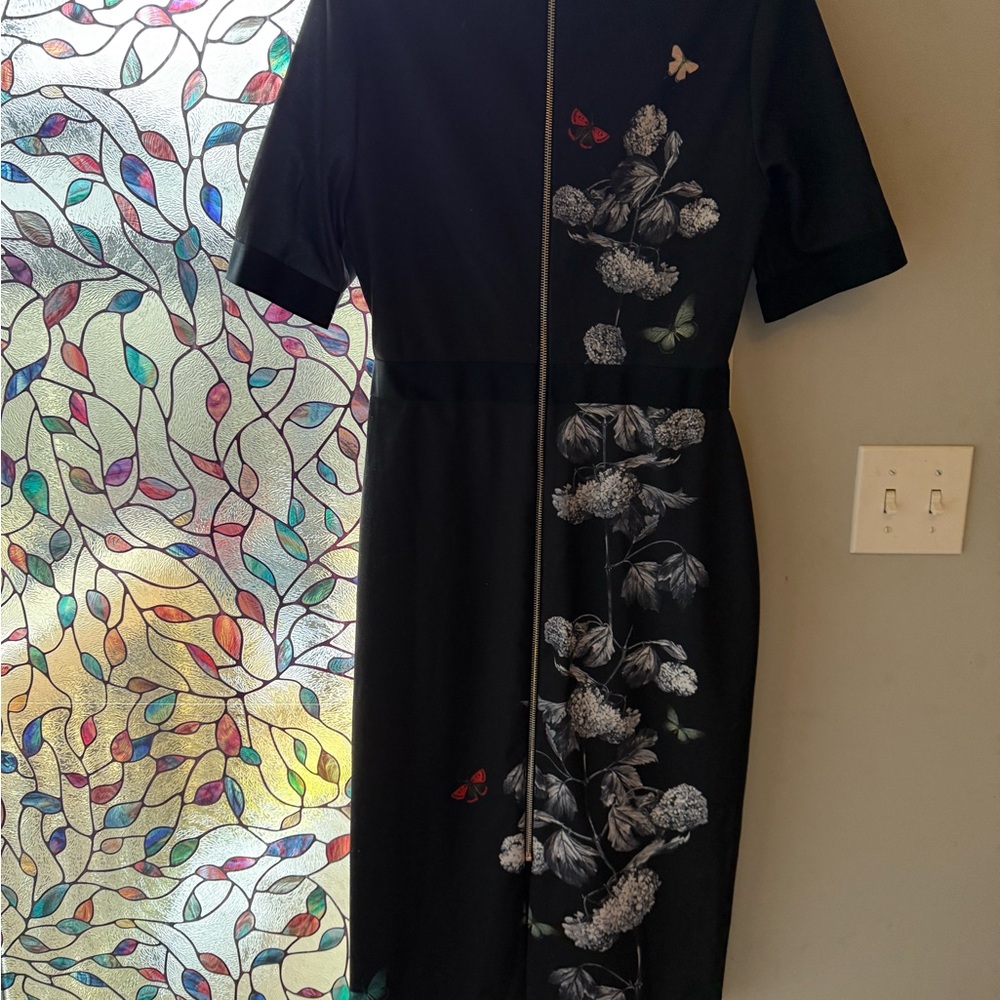 Ted Baker Black Dress with Floral and Butterfly Design - Picture 9 of 14